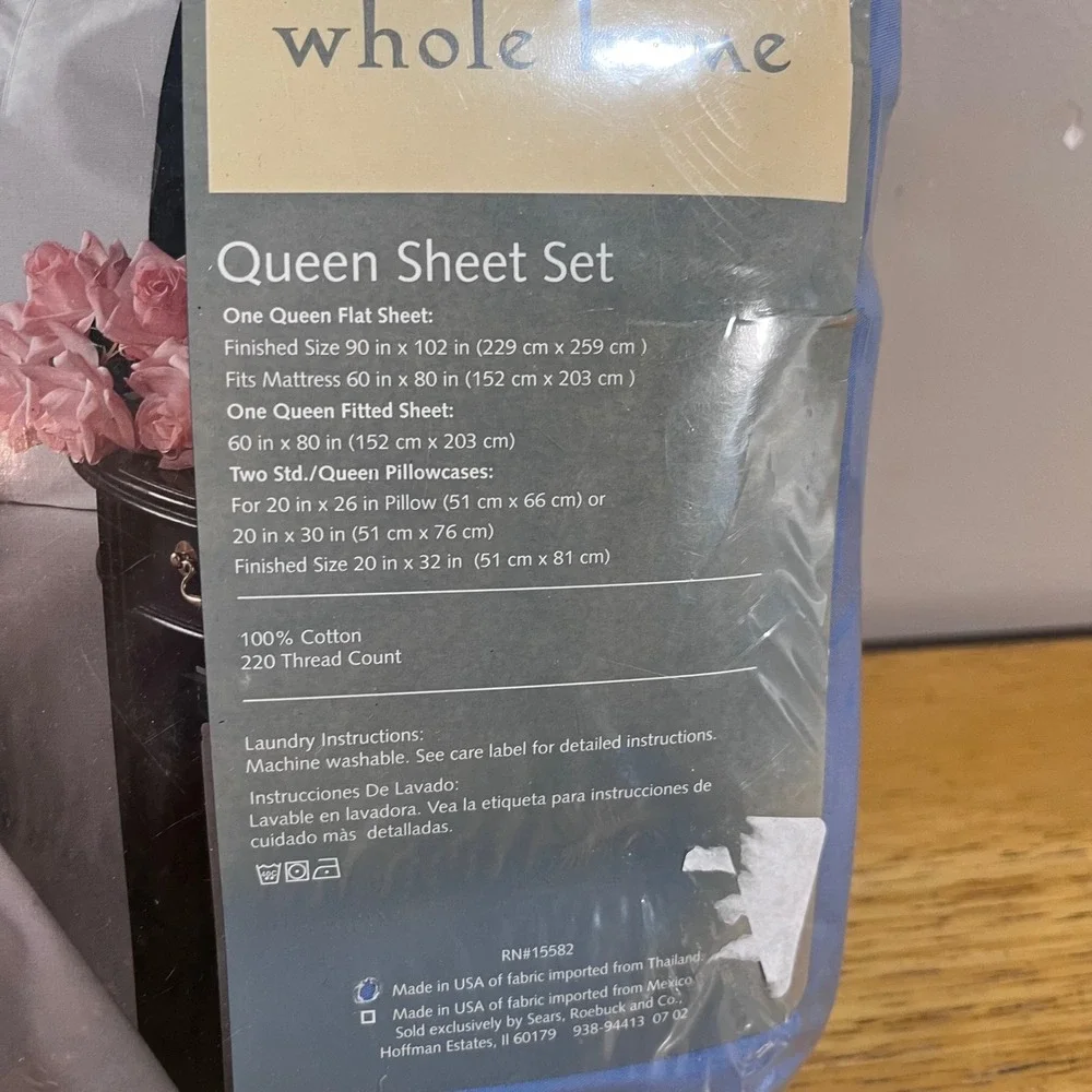 Whole Home Blue Queen Sheet Set 100% Cotton 220 Thread Count Vtg Sears New